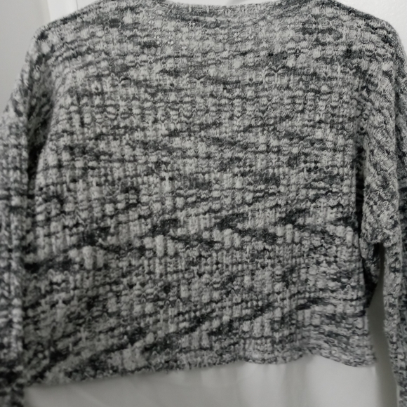 Zara long sleeve Cable Loose Knit Cropped Sweater/Sheer Tunic Blouse Combo - Picture 7 of 7